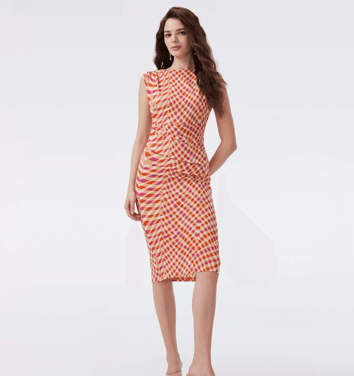 DVF Fall 2026 Orange Geometric Wave-Print Dress