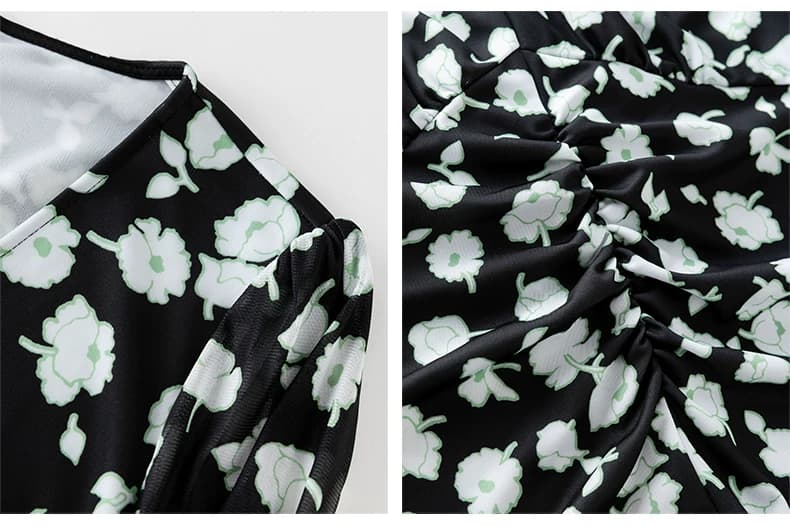 DVF Fall 2026 Printed V-Neck Puff-Sleeve Tea Dress - detail 7