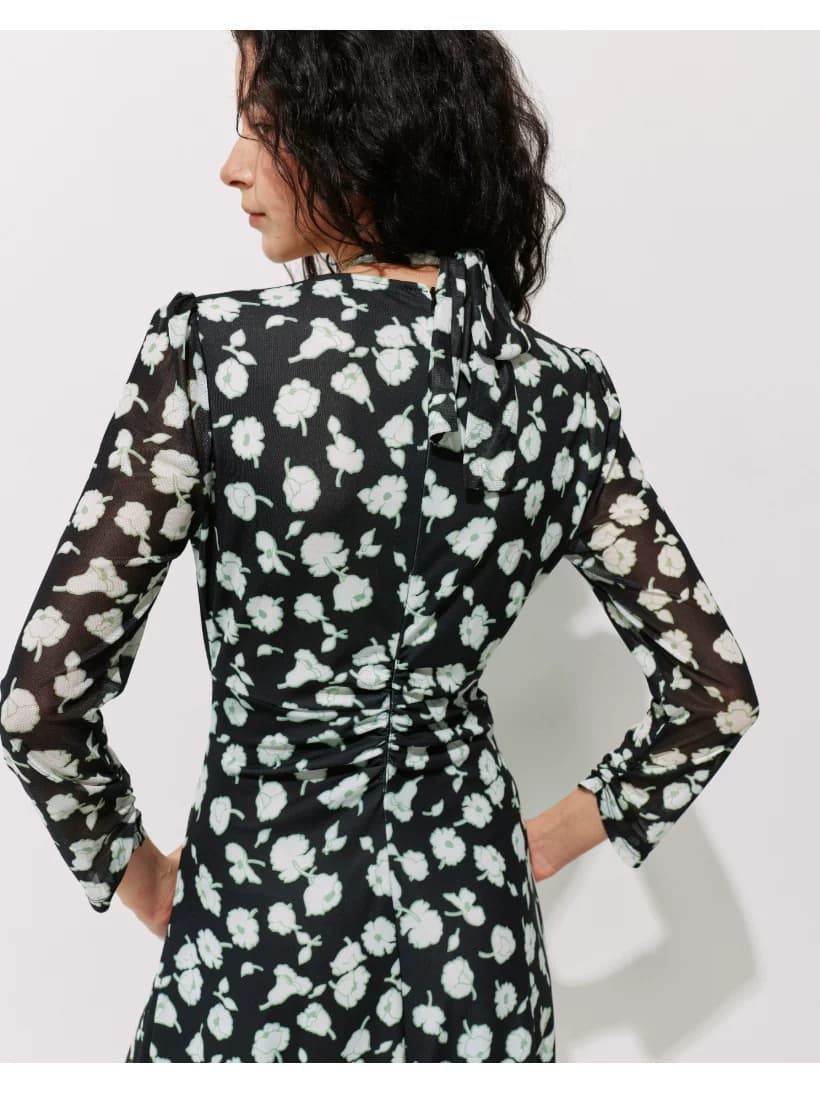 DVF Fall 2026 Printed V-Neck Puff-Sleeve Tea Dress - detail 13