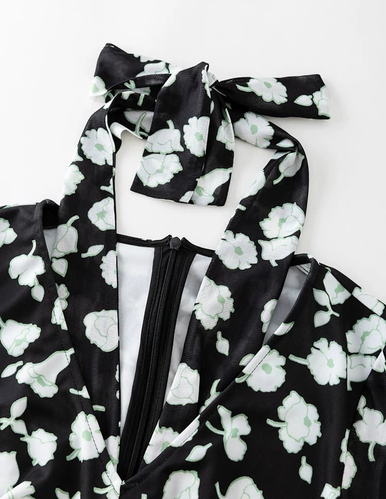DVF Fall 2026 Printed V-Neck Puff-Sleeve Tea Dress - detail 8