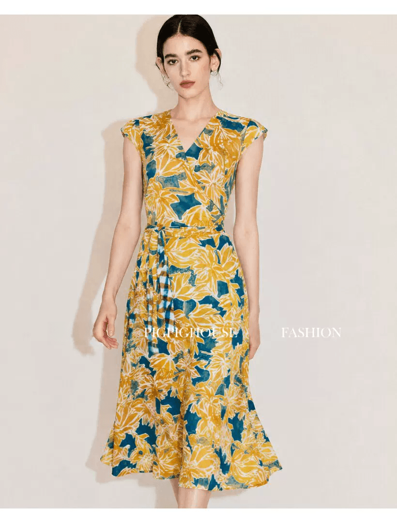 DVF Fall 2026 Printed Mesh V-Neck Wrap Dress - detail 7