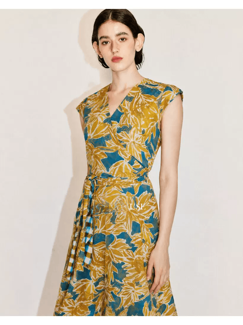 DVF Fall 2026 Printed Mesh V-Neck Wrap Dress - detail 9