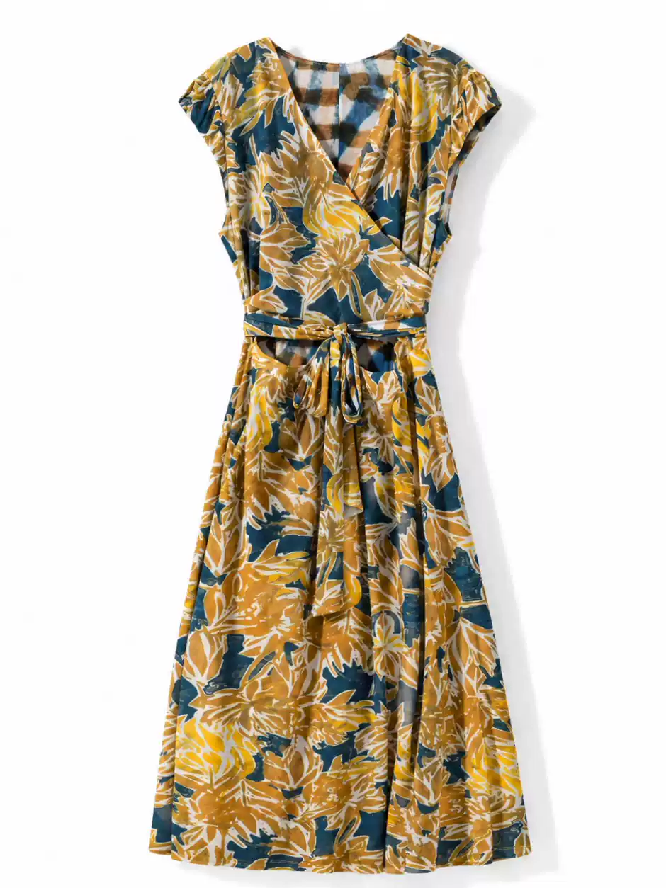 DVF Fall 2026 Printed Mesh V-Neck Wrap Dress - photo 3