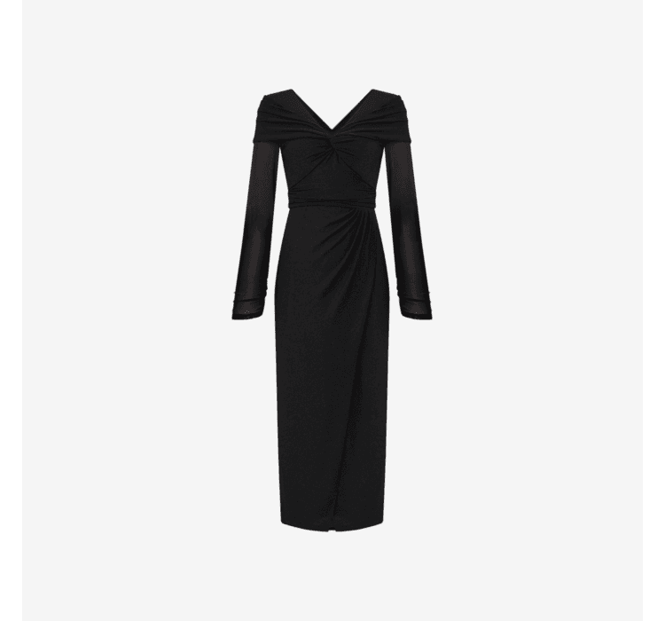 DVF Fall 2026 Metallic Knit Off-the-Shoulder A-Line Dress - detail 6