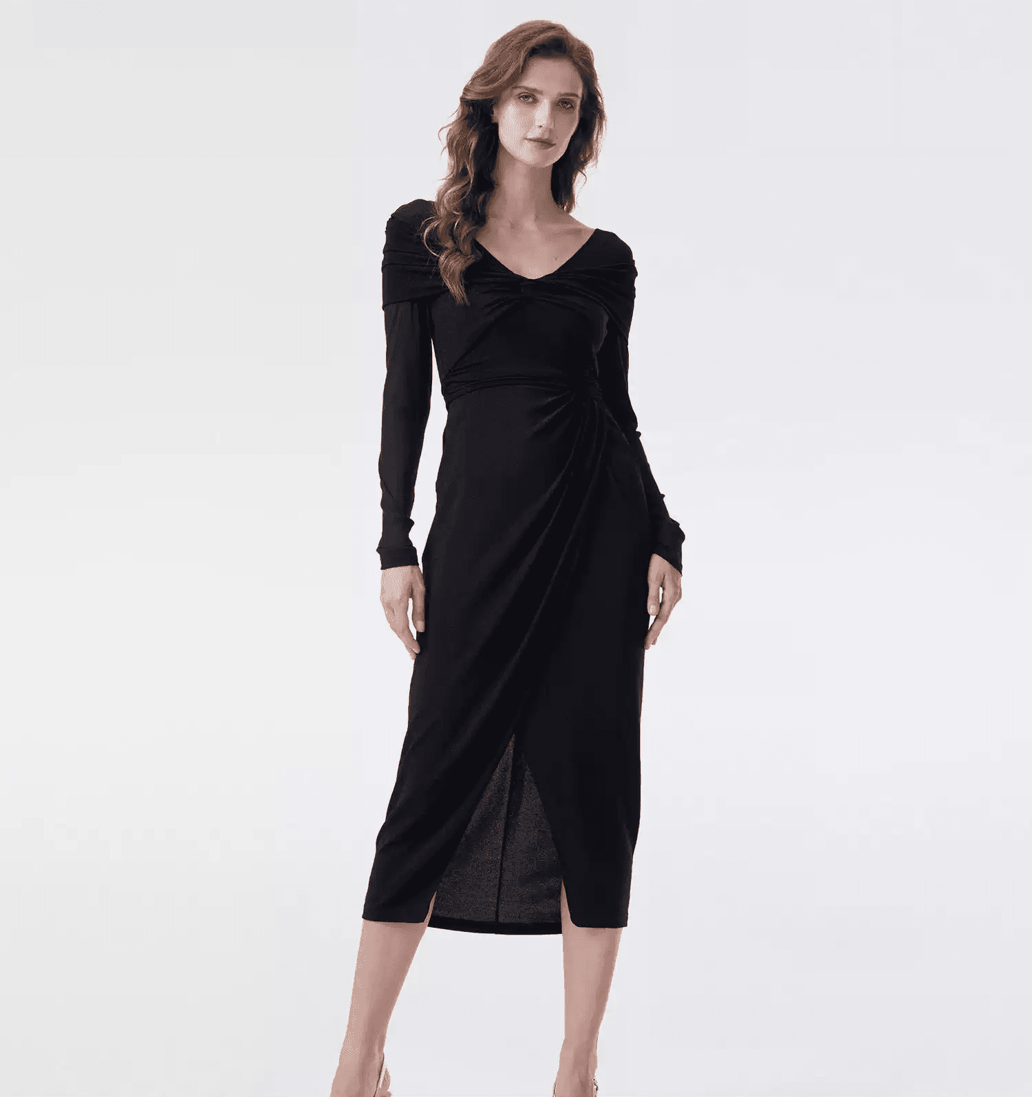 DVF Fall 2026 Metallic Knit Off-the-Shoulder A-Line Dress