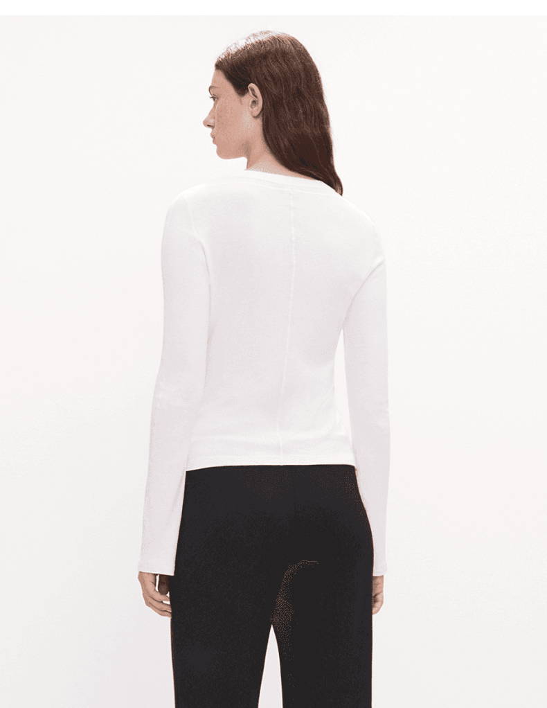 Modal-Cotton Seam-Detail Long-Sleeve Top - detail 6