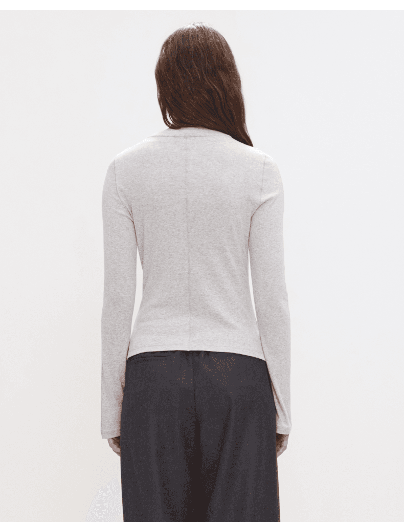 Modal-Cotton Seam-Detail Long-Sleeve Top - detail 9
