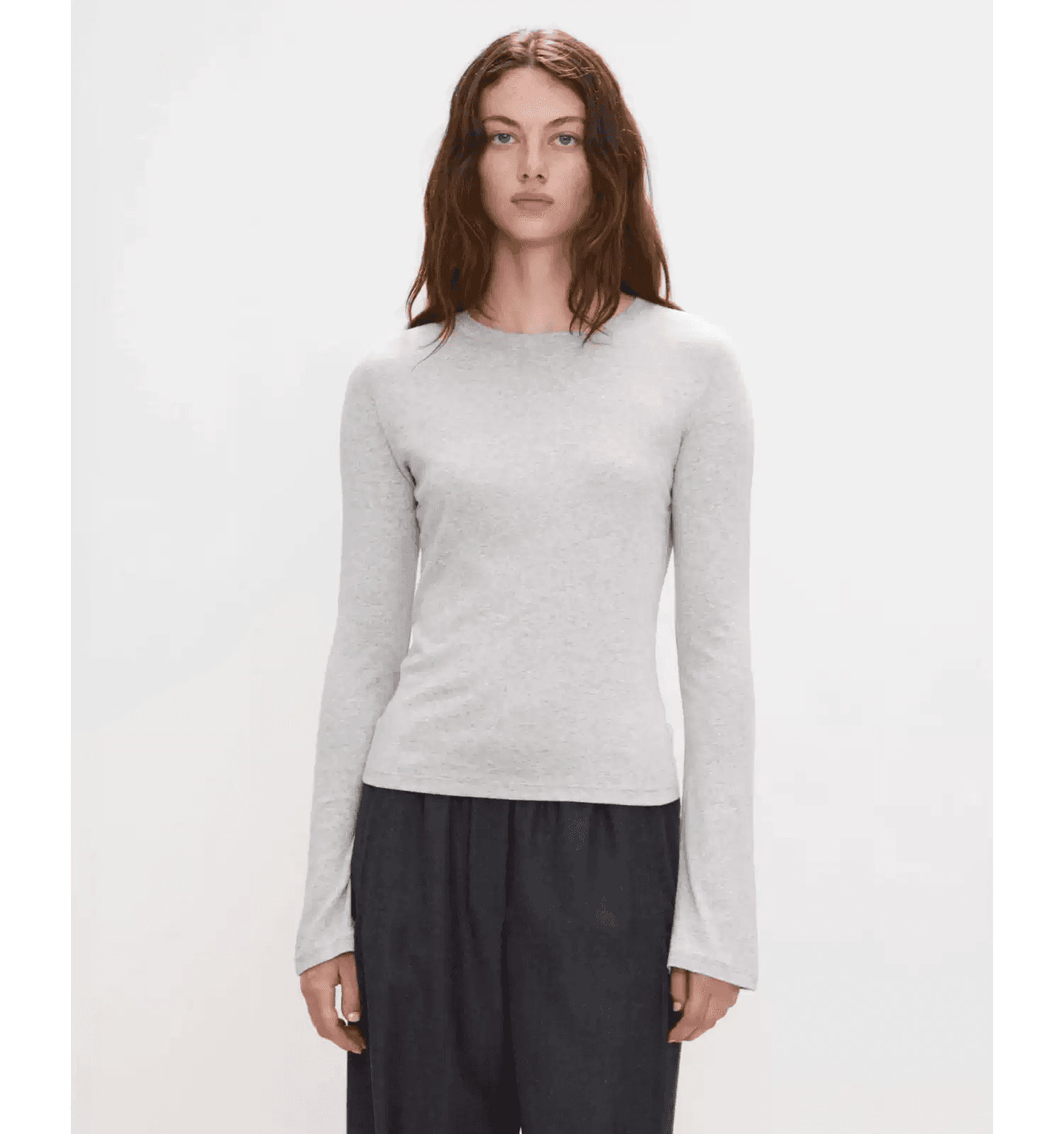 Modal-Cotton Seam-Detail Long-Sleeve Top - photo 3