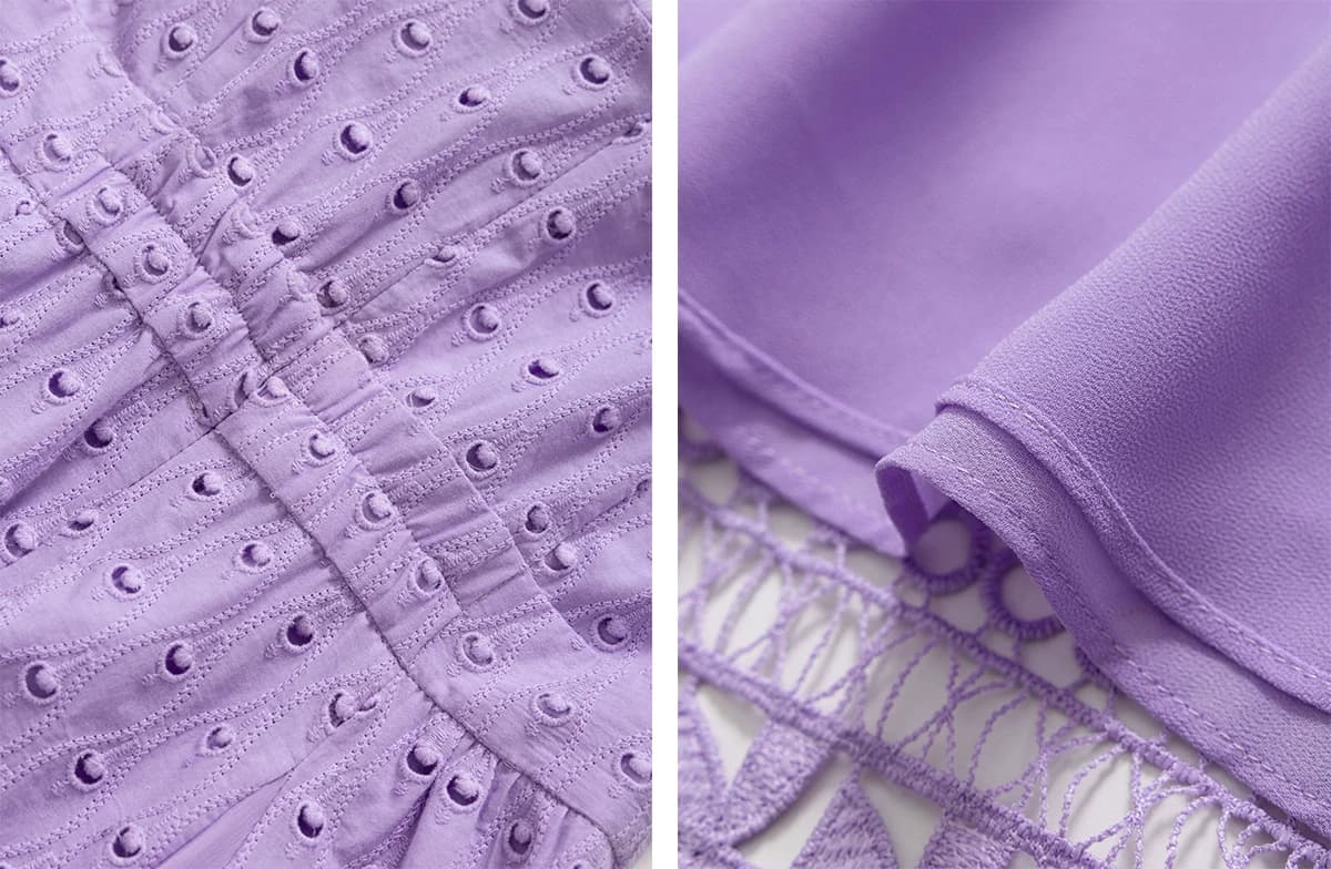 DVF Fall 2026 Embroidered V-Neck Dress with Lace Panels - detail 10