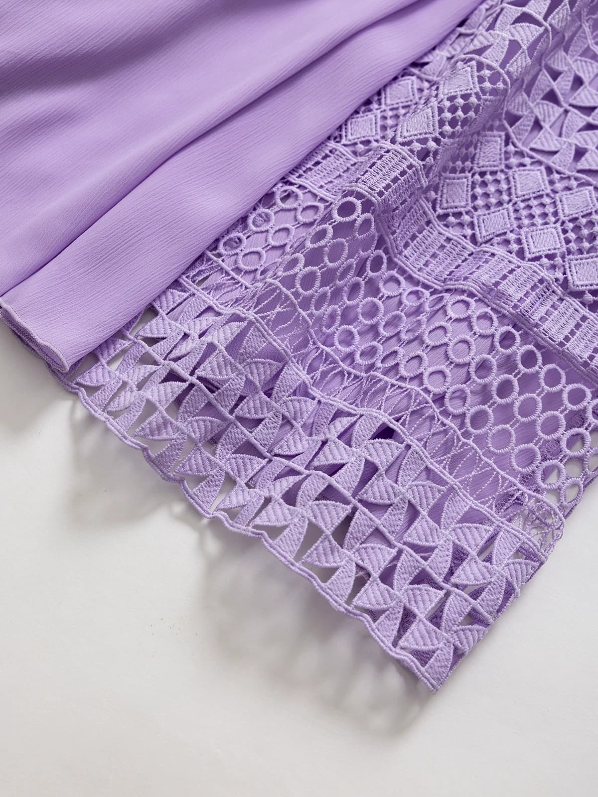 DVF Fall 2026 Embroidered V-Neck Dress with Lace Panels - detail 12