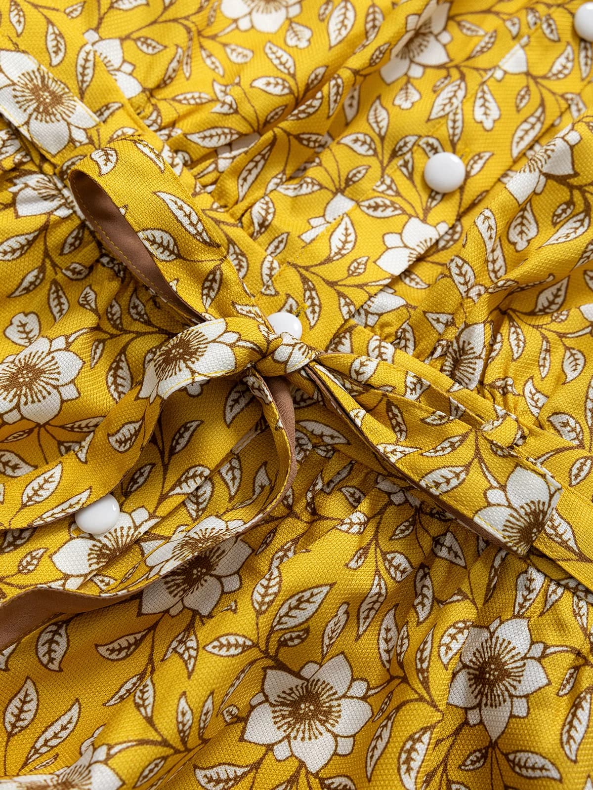 DVF Fall 2026 Yellow Floral Puff-Sleeve Tea Dress - detail 11