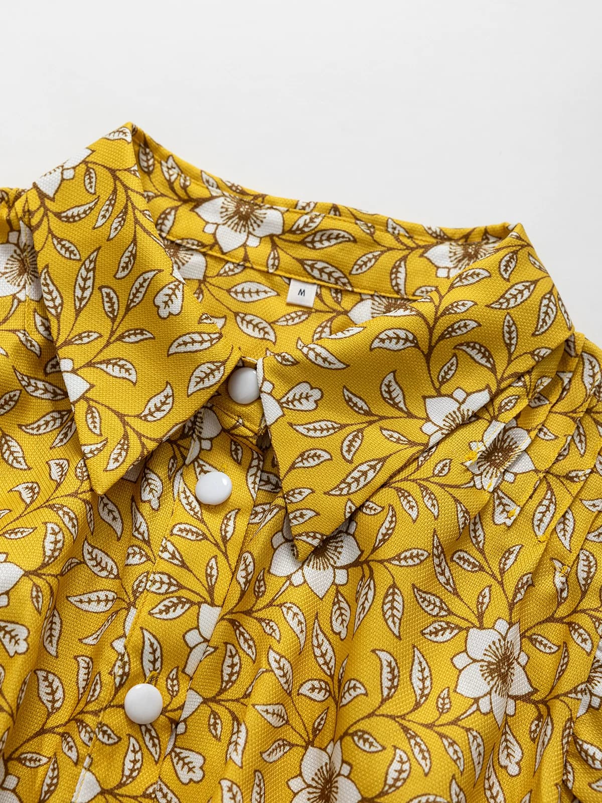 DVF Fall 2026 Yellow Floral Puff-Sleeve Tea Dress - detail 9