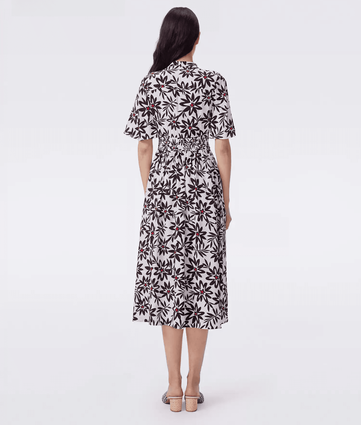 DVF Fall 2026 Yellow Floral Puff-Sleeve Tea Dress - photo 3