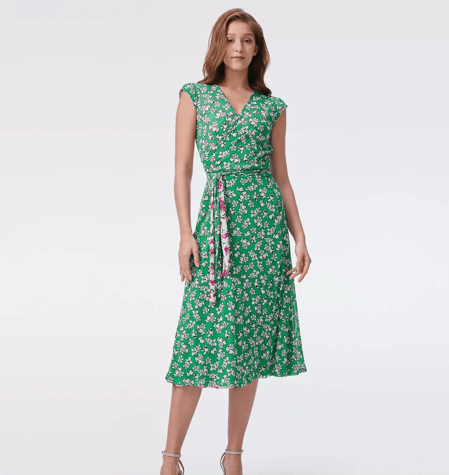 DVF Fall 2026 Reversible Floral Mesh Wrap Dress